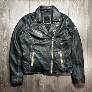 Mauritius Women's XL Blue Lamb Leather Perforated Biker Jacket Moto